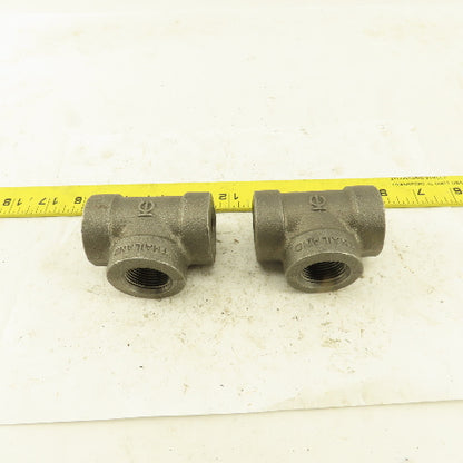 3/4"x3/4"x3/4" NPT 300 Malleable Iron Tee Black Pipe Fitting lot of 2