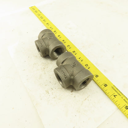 3/4"x3/4"x3/4" NPT 300 Malleable Iron Tee Black Pipe Fitting lot of 2