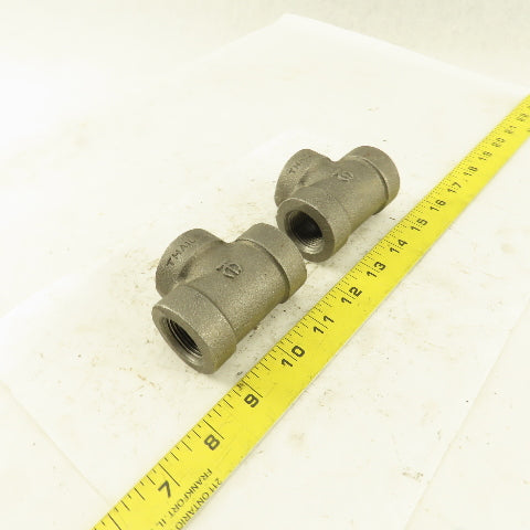 3/4"x3/4"x3/4" NPT 300 Malleable Iron Tee Black Pipe Fitting lot of 2