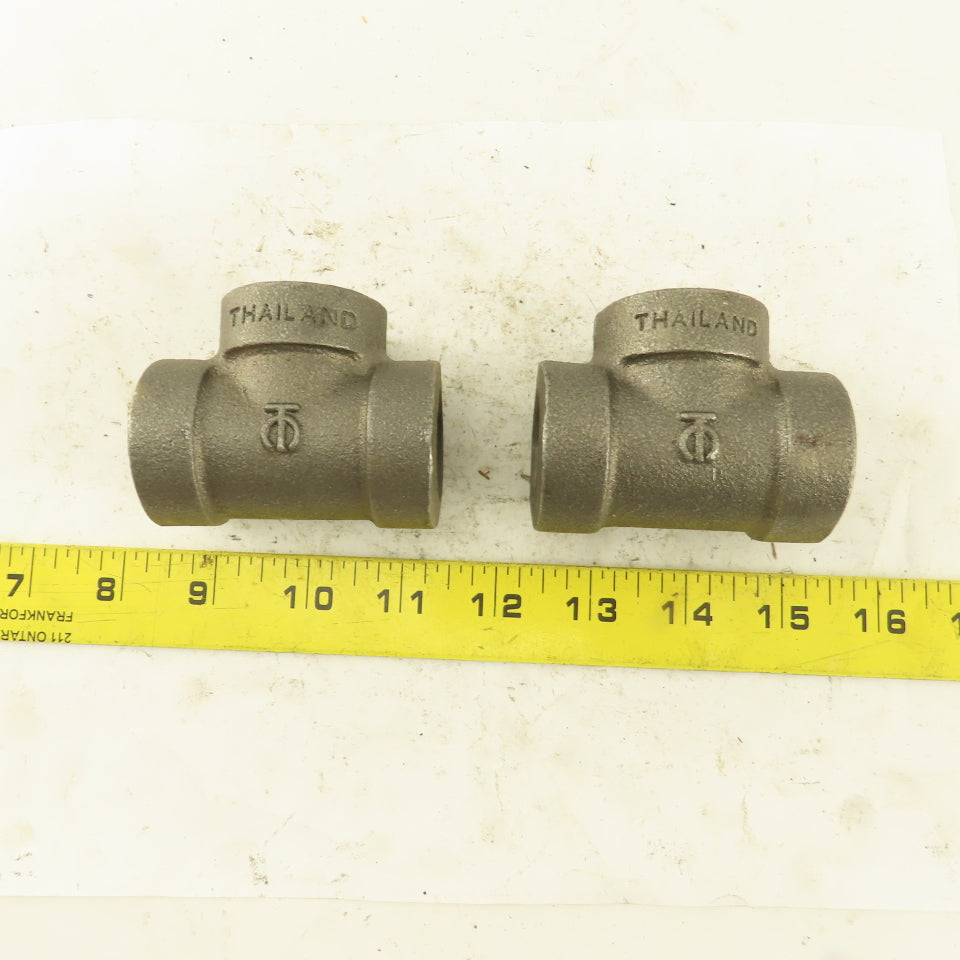 3/4"x3/4"x3/4" NPT 300 Malleable Iron Tee Black Pipe Fitting lot of 2