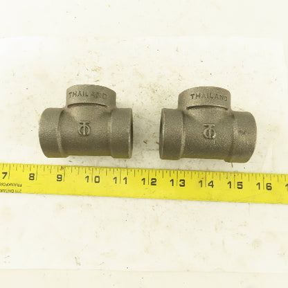 3/4"x3/4"x3/4" NPT 300 Malleable Iron Tee Black Pipe Fitting lot of 2