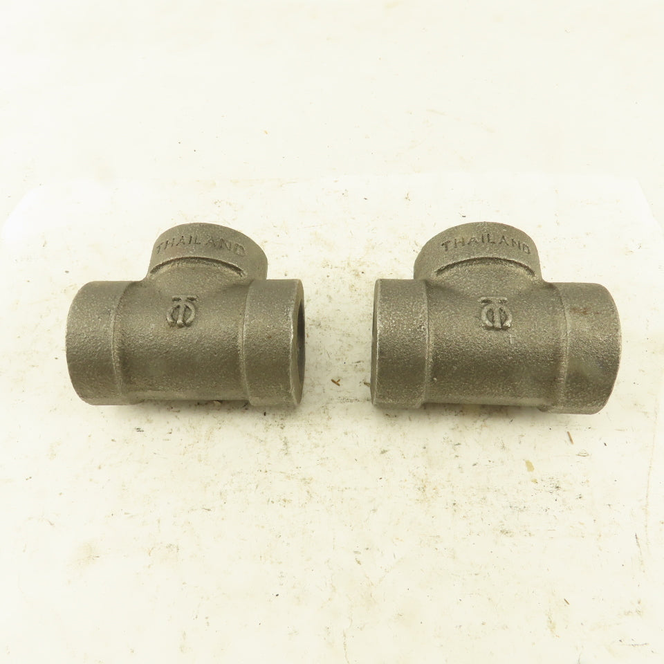 3/4"x3/4"x3/4" NPT 300 Malleable Iron Tee Black Pipe Fitting lot of 2