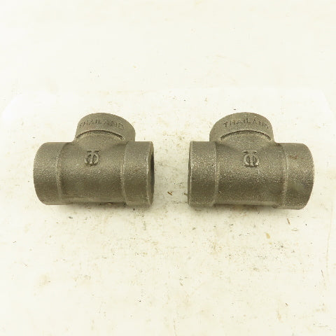 3/4"x3/4"x3/4" NPT 300 Malleable Iron Tee Black Pipe Fitting lot of 2