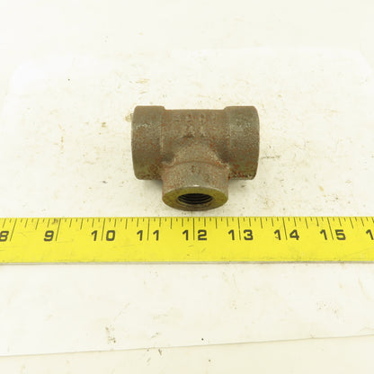 Ward 3/4"x3/4"x1/2" NPT 300 Malleable Iron Reducing Tee Black Pipe Fitting