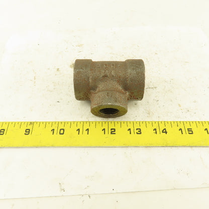 Ward 3/4"x3/4"x1/2" NPT 300 Malleable Iron Reducing Tee Black Pipe Fitting