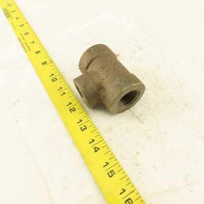 Ward 3/4"x3/4"x1/2" NPT 300 Malleable Iron Reducing Tee Black Pipe Fitting