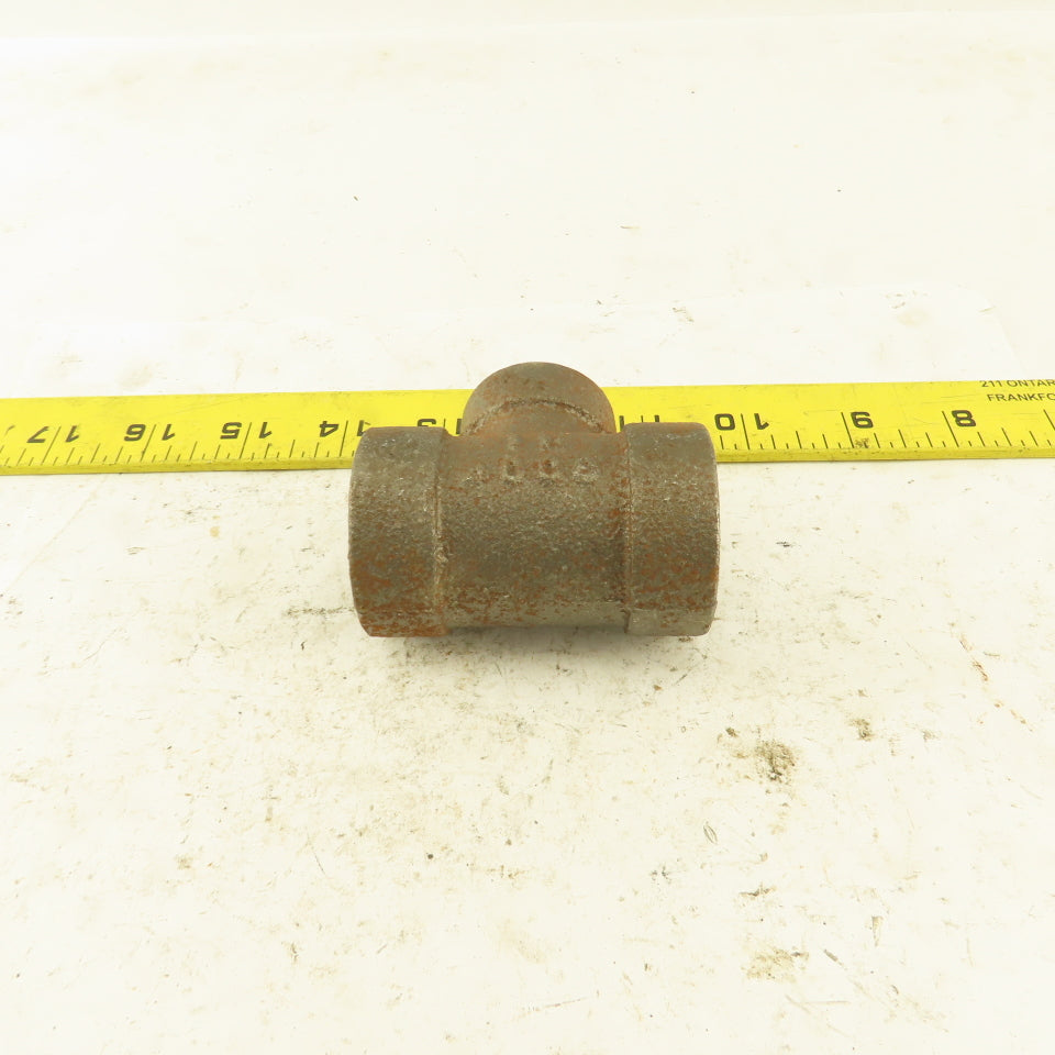 Ward 3/4"x3/4"x1/2" NPT 300 Malleable Iron Reducing Tee Black Pipe Fitting