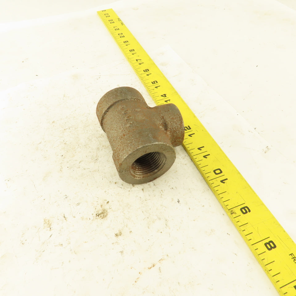 Ward 3/4"x3/4"x1/2" NPT 300 Malleable Iron Reducing Tee Black Pipe Fitting