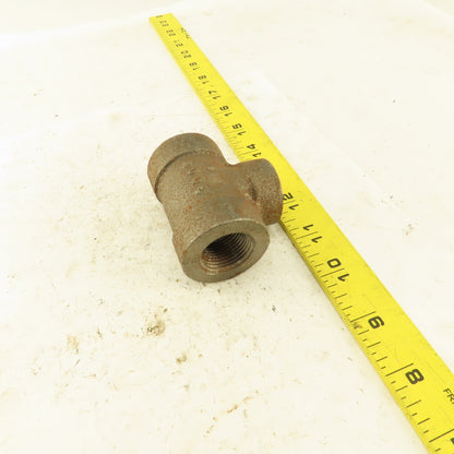 Ward 3/4"x3/4"x1/2" NPT 300 Malleable Iron Reducing Tee Black Pipe Fitting
