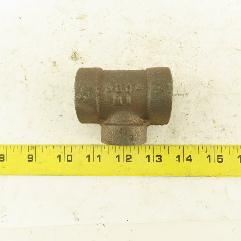 Ward 3/4"x3/4"x1/2" NPT 300 Malleable Iron Reducing Tee Black Pipe Fitting