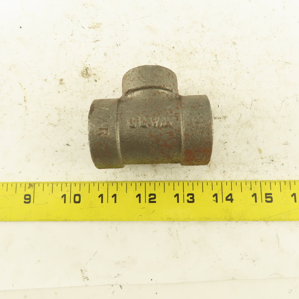 Ward 3/4"x3/4"x1/2" NPT 300 Malleable Iron Reducing Tee Black Pipe Fitting