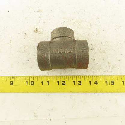 Ward 3/4"x3/4"x1/2" NPT 300 Malleable Iron Reducing Tee Black Pipe Fitting