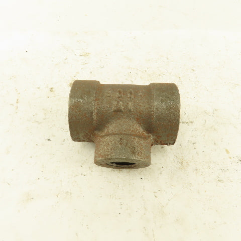 Ward 3/4"x3/4"x1/2" NPT 300 Malleable Iron Reducing Tee Black Pipe Fitting