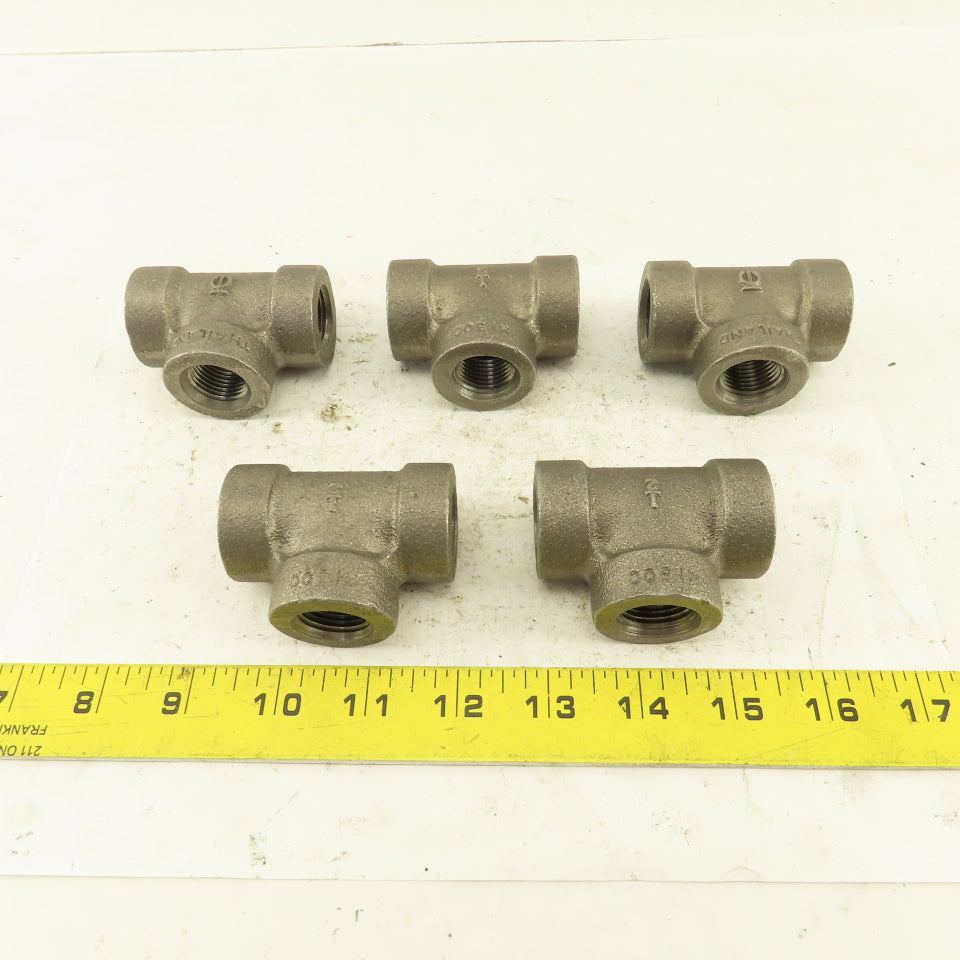 1/2"x1/2"x1/2" NPT 300 Malleable Iron Tee Black Pipe Fitting Lot of 5