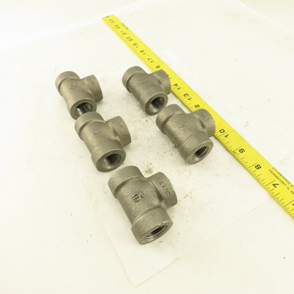 1/2"x1/2"x1/2" NPT 300 Malleable Iron Tee Black Pipe Fitting Lot of 5
