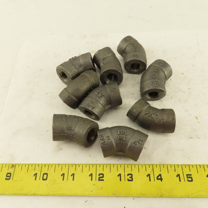 Ward 1/4"NPT Schedule 80 Malleable 45° Elbow  Black Pipe Fitting Lot of 9
