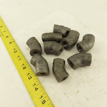 Ward 1/4"NPT Schedule 80 Malleable 45° Elbow  Black Pipe Fitting Lot of 9