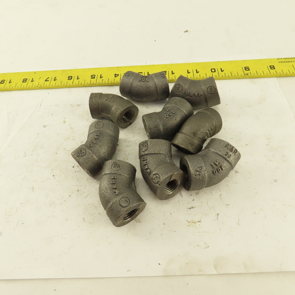 Ward 1/4"NPT Schedule 80 Malleable 45° Elbow  Black Pipe Fitting Lot of 9