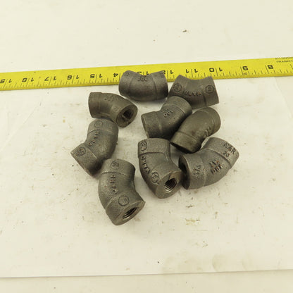 Ward 1/4"NPT Schedule 80 Malleable 45° Elbow  Black Pipe Fitting Lot of 9