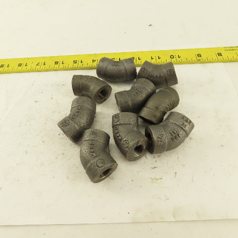 Ward 1/4"NPT Schedule 80 Malleable 45° Elbow  Black Pipe Fitting Lot of 9