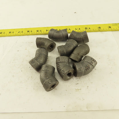 Ward 1/4"NPT Schedule 80 Malleable 45° Elbow  Black Pipe Fitting Lot of 9