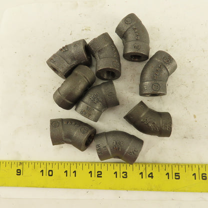 Ward 1/4"NPT Schedule 80 Malleable 45° Elbow  Black Pipe Fitting Lot of 9