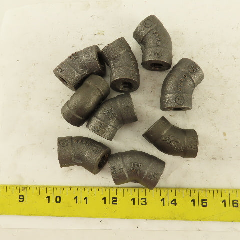 Ward 1/4"NPT Schedule 80 Malleable 45° Elbow  Black Pipe Fitting Lot of 9