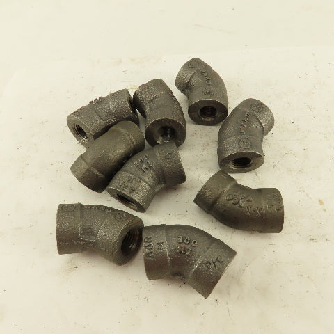 Ward 1/4"NPT Schedule 80 Malleable 45° Elbow  Black Pipe Fitting Lot of 9