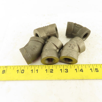 Ward 3/8"NPT Schedule 80 Malleable 45° Elbow Black Pipe Fitting Lot of 5
