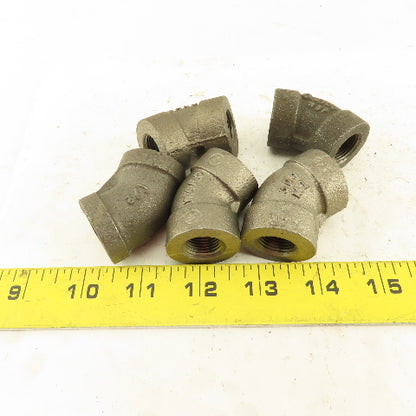 Ward 3/8"NPT Schedule 80 Malleable 45° Elbow Black Pipe Fitting Lot of 5