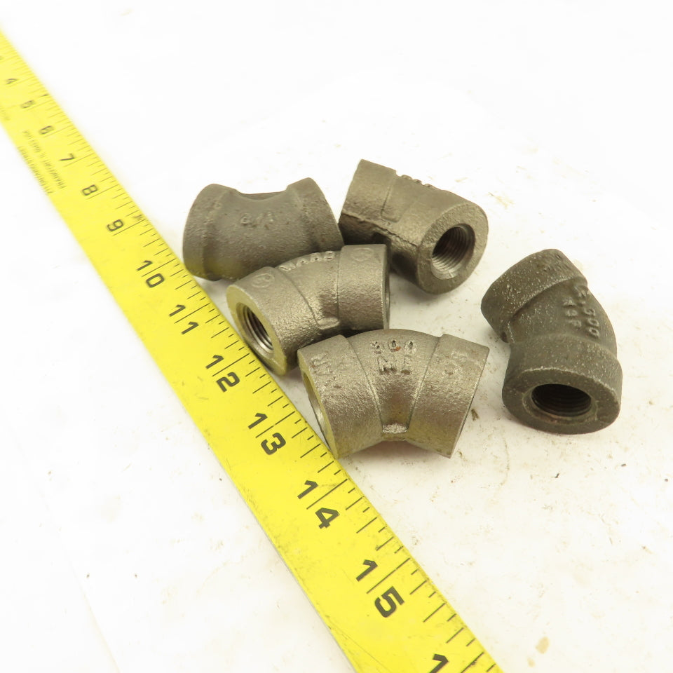 Ward 3/8"NPT Schedule 80 Malleable 45° Elbow Black Pipe Fitting Lot of 5