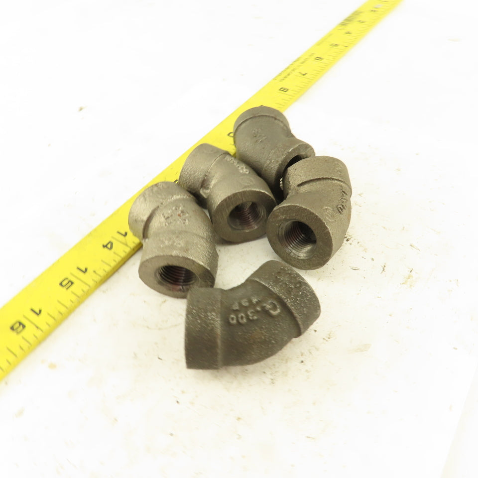 Ward 3/8"NPT Schedule 80 Malleable 45° Elbow Black Pipe Fitting Lot of 5