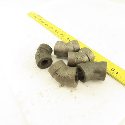 Ward 3/8"NPT Schedule 80 Malleable 45° Elbow Black Pipe Fitting Lot of 5