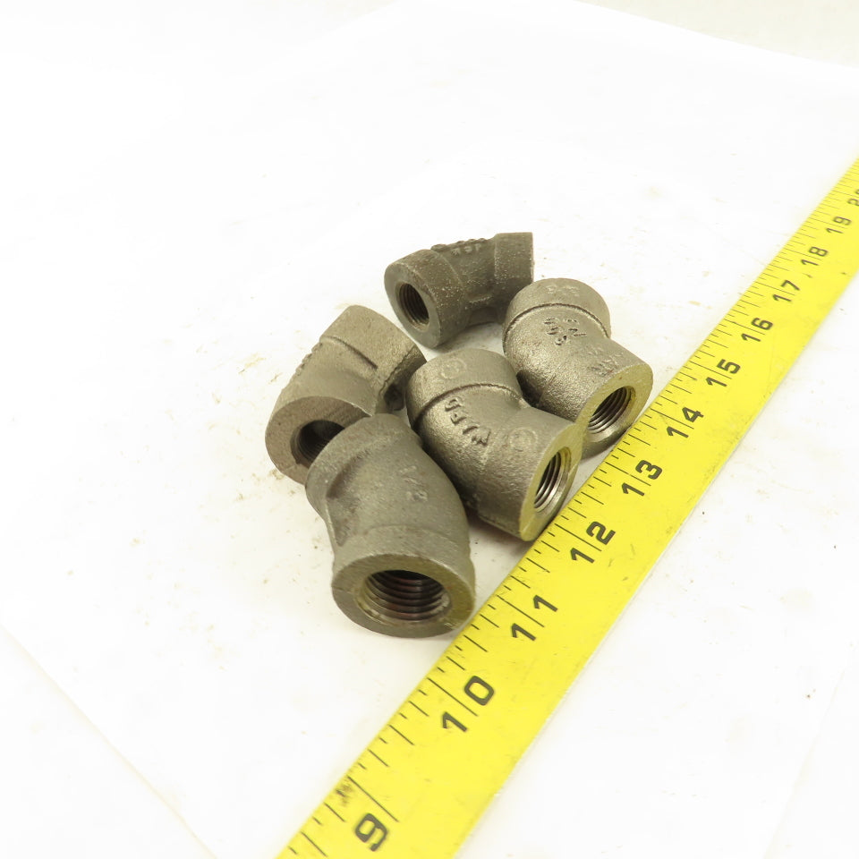 Ward 3/8"NPT Schedule 80 Malleable 45° Elbow Black Pipe Fitting Lot of 5