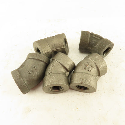 Ward 3/8"NPT Schedule 80 Malleable 45° Elbow Black Pipe Fitting Lot of 5