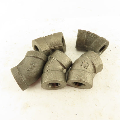 Ward 3/8"NPT Schedule 80 Malleable 45° Elbow Black Pipe Fitting Lot of 5