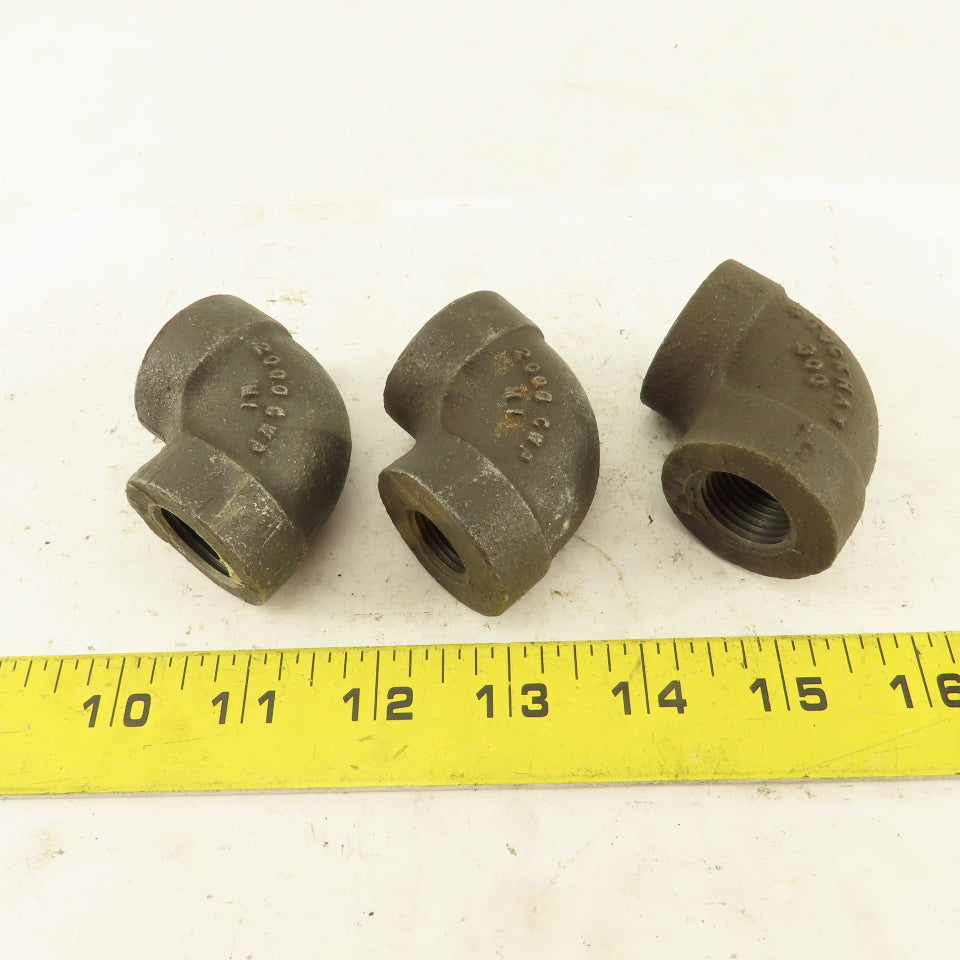 1/4" to 1/2" NPT Schedule 80 Reducing 45° Elbow Black Pipe Fitting Lot of 3