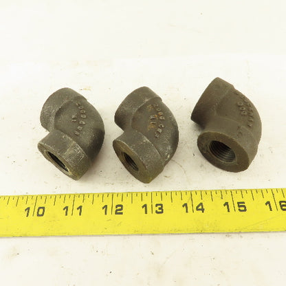 1/4" to 1/2" NPT Schedule 80 Reducing 45° Elbow Black Pipe Fitting Lot of 3