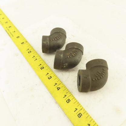 1/4" to 1/2" NPT Schedule 80 Reducing 45° Elbow Black Pipe Fitting Lot of 3