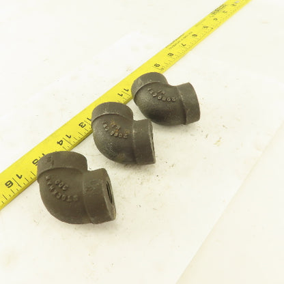 1/4" to 1/2" NPT Schedule 80 Reducing 45° Elbow Black Pipe Fitting Lot of 3
