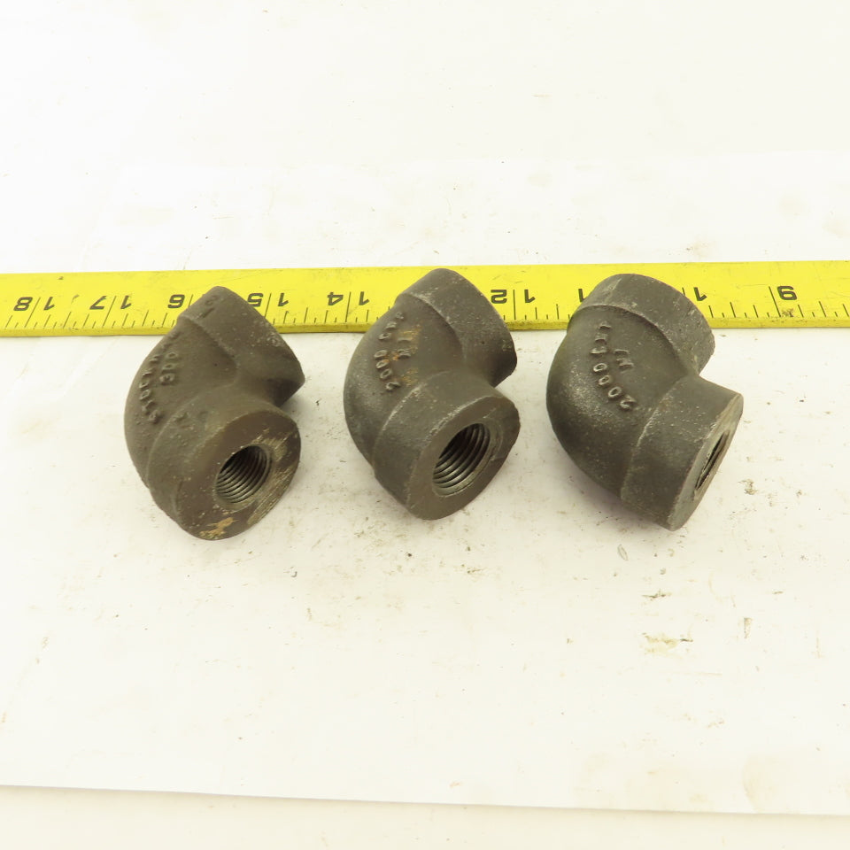 1/4" to 1/2" NPT Schedule 80 Reducing 45° Elbow Black Pipe Fitting Lot of 3