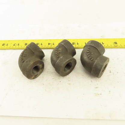 1/4" to 1/2" NPT Schedule 80 Reducing 45° Elbow Black Pipe Fitting Lot of 3