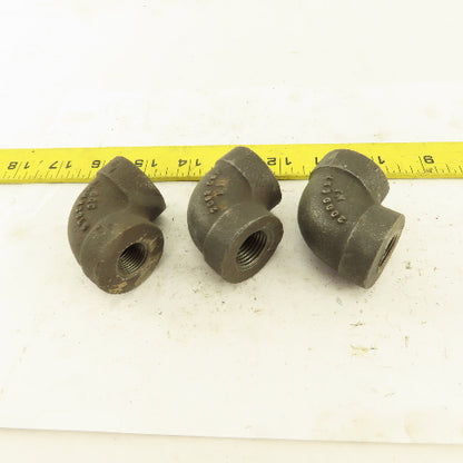 1/4" to 1/2" NPT Schedule 80 Reducing 45° Elbow Black Pipe Fitting Lot of 3