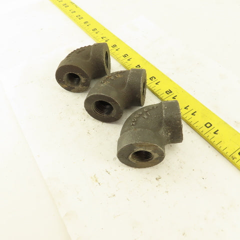 1/4" to 1/2" NPT Schedule 80 Reducing 45° Elbow Black Pipe Fitting Lot of 3