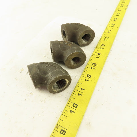 1/4" to 1/2" NPT Schedule 80 Reducing 45° Elbow Black Pipe Fitting Lot of 3
