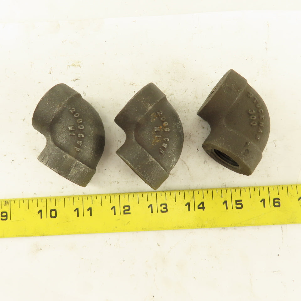 1/4" to 1/2" NPT Schedule 80 Reducing 45° Elbow Black Pipe Fitting Lot of 3