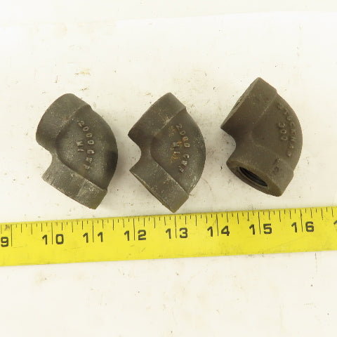 1/4" to 1/2" NPT Schedule 80 Reducing 45° Elbow Black Pipe Fitting Lot of 3