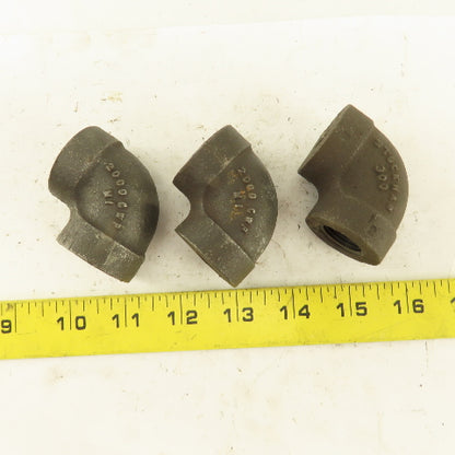 1/4" to 1/2" NPT Schedule 80 Reducing 45° Elbow Black Pipe Fitting Lot of 3
