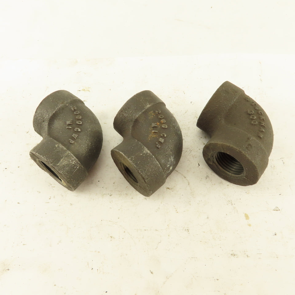 1/4" to 1/2" NPT Schedule 80 Reducing 45° Elbow Black Pipe Fitting Lot of 3