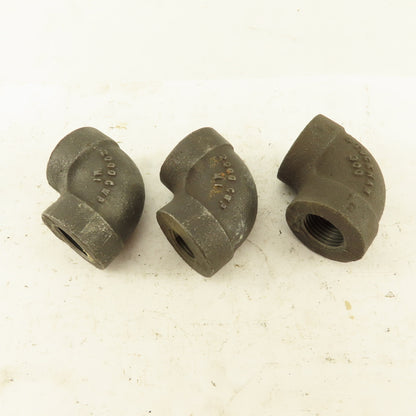 1/4" to 1/2" NPT Schedule 80 Reducing 45° Elbow Black Pipe Fitting Lot of 3